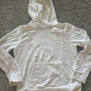 Katie J NYC White Distressed Hoodie